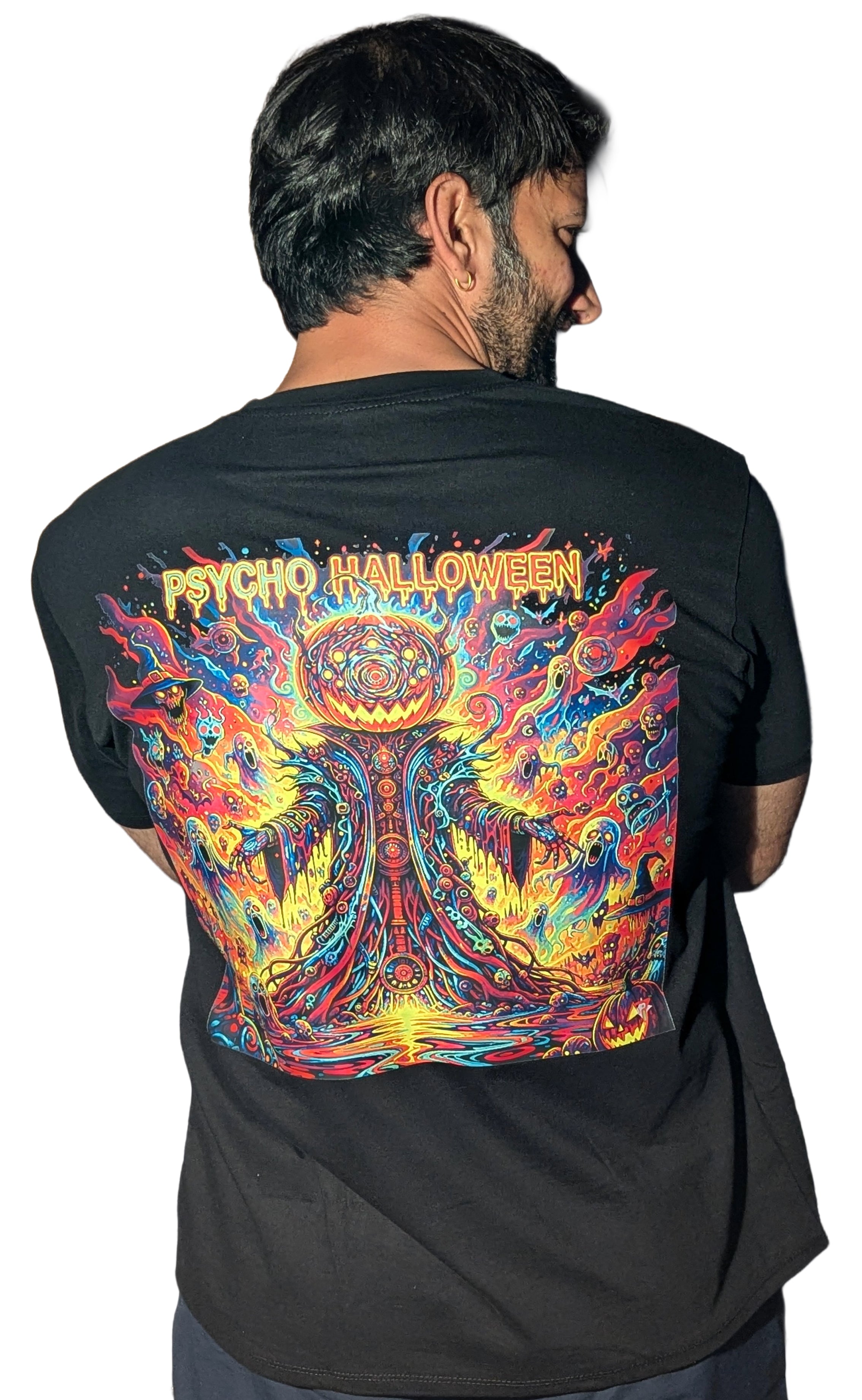 Psycho Halloween | RGB Reactive Bio-Washed Cotton T-Shirt | 210 GSM