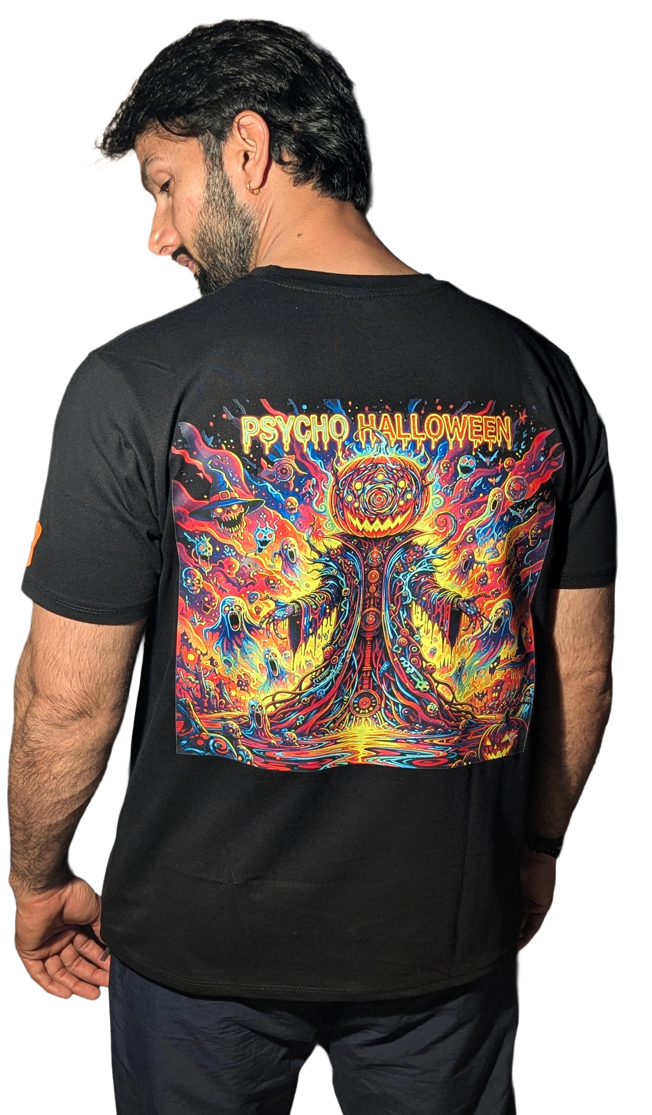 Psycho Halloween | RGB Reactive Bio-Washed Cotton T-Shirt | 210 GSM