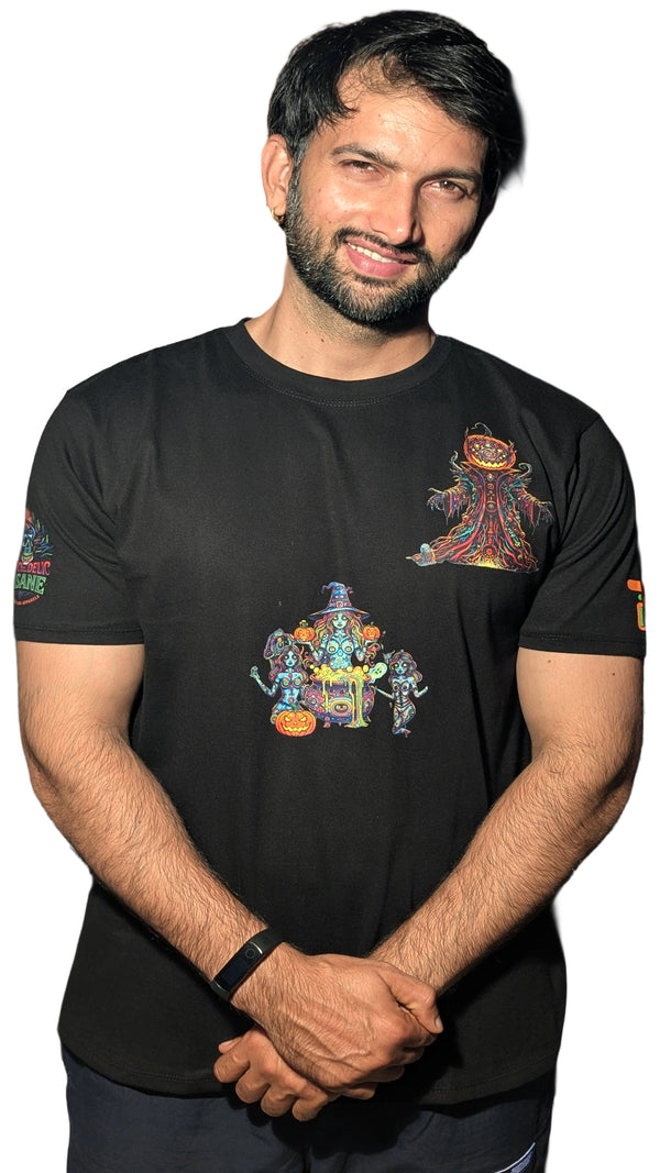 Psycho Halloween | RGB Reactive Bio-Washed Cotton T-Shirt | 210 GSM