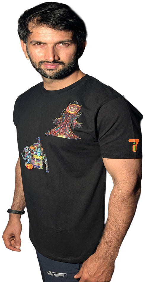 PSYCHO HALLOWEEN | RGB REACTIVE DESIGN | Bio-Washed COTTON | 210 GSM T-SHIRT