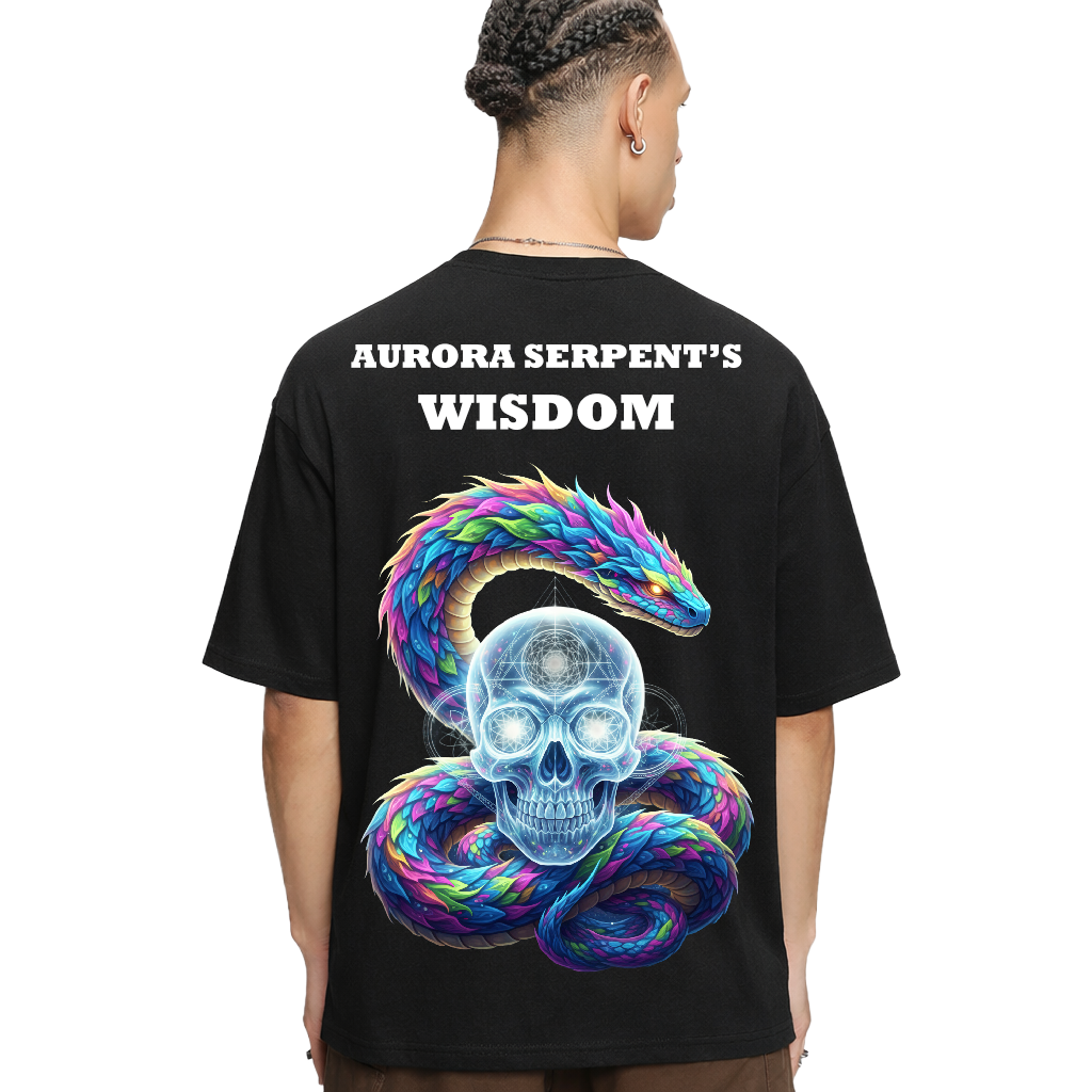 Serpent Wisdom | Psychedelic Snake Skull Graphic T-Shirt | 100% Cotton