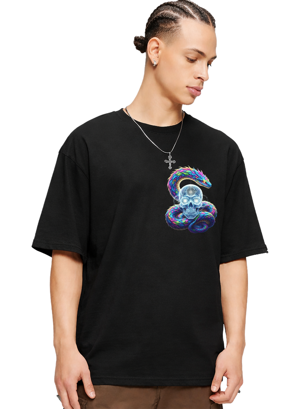 Serpent Wisdom | Psychedelic Snake Skull Graphic T-Shirt | 100% Cotton