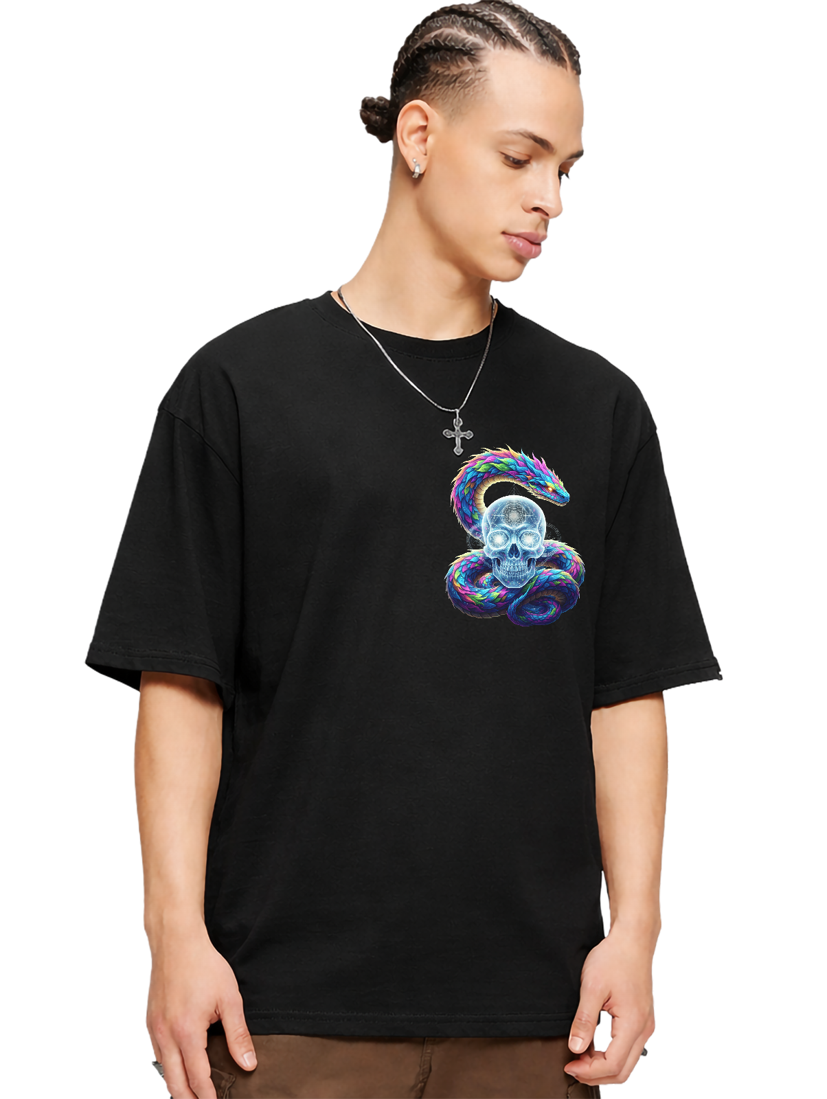 Serpent Wisdom | Psychedelic Snake Skull Graphic T-Shirt | 100% Cotton