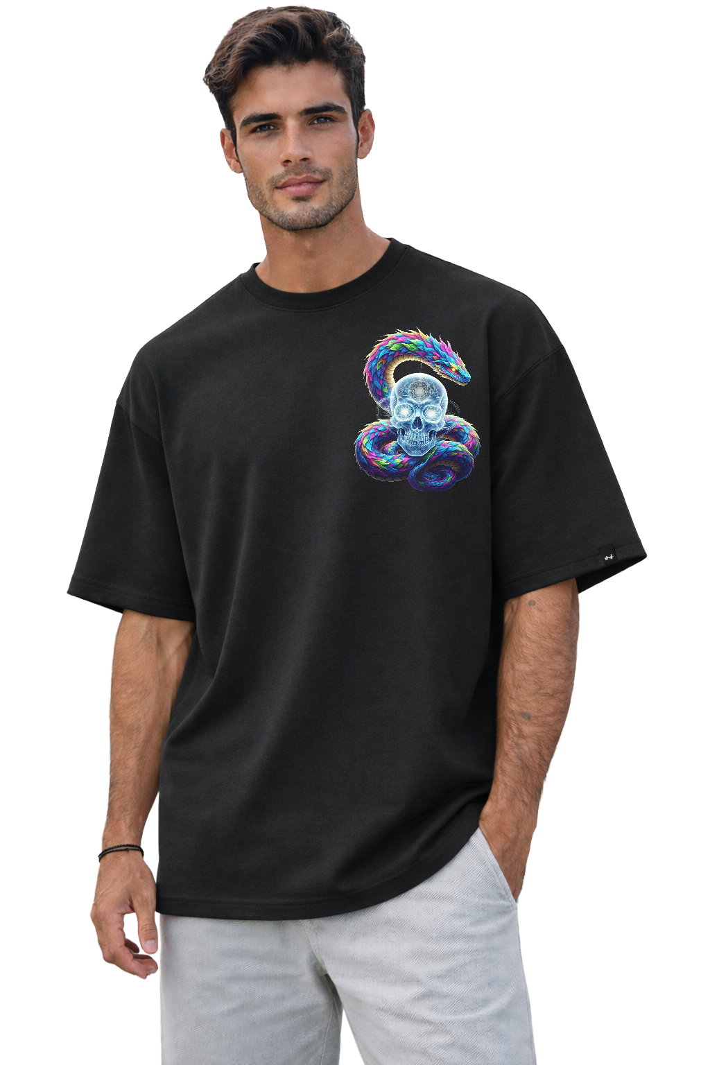 Serpent Wisdom | Psychedelic Snake Skull Graphic T-Shirt | 100% Cotton
