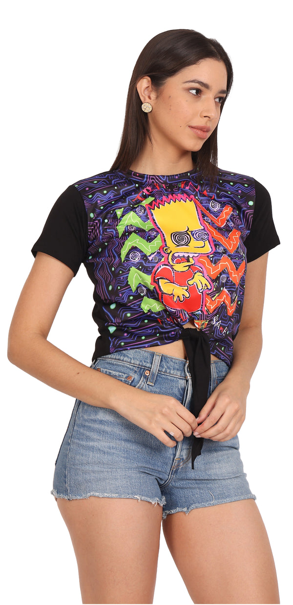 Trippy Barty | UV Reactive Cartoon Festival Crop Top