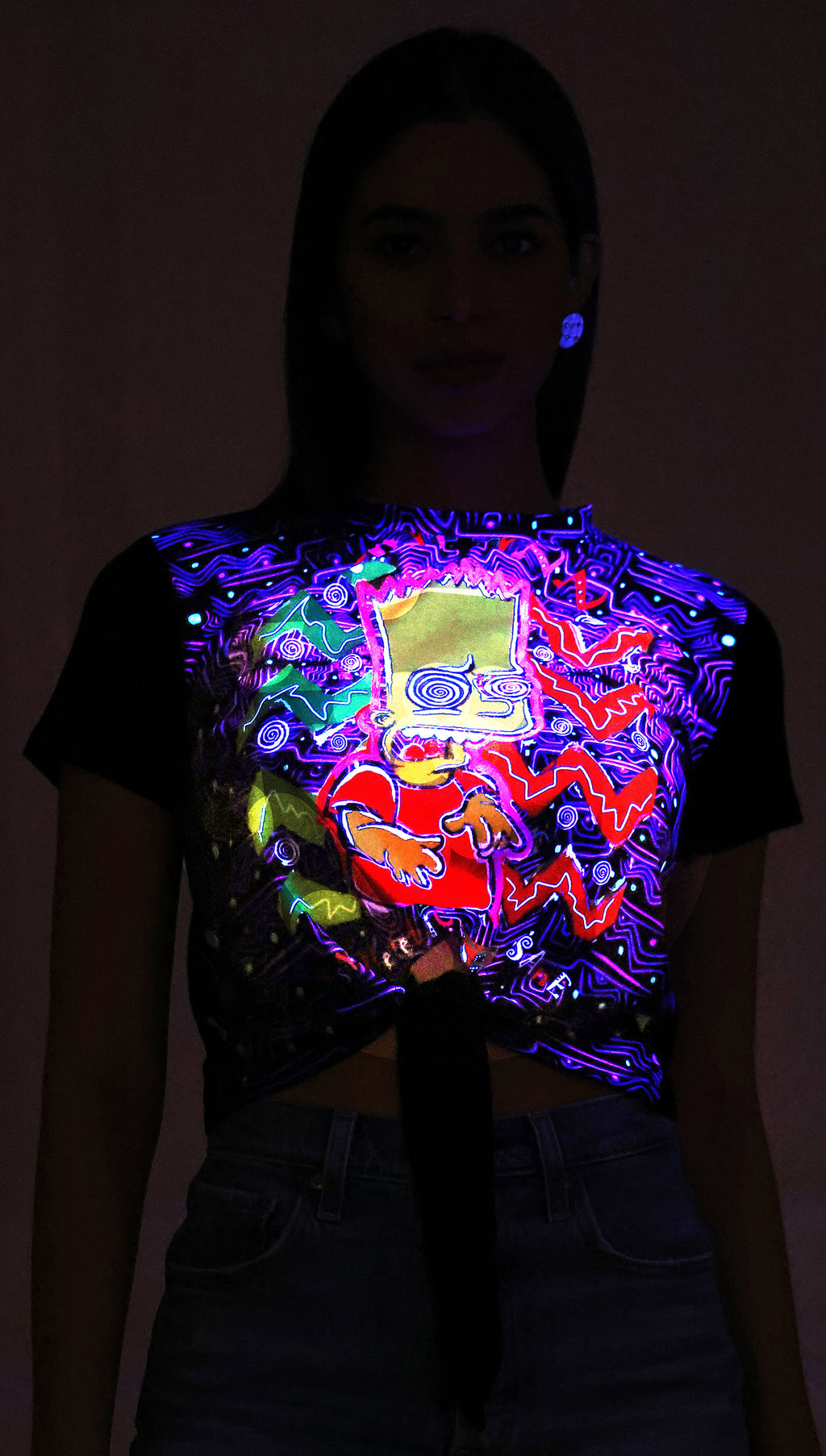 Trippy Barty | UV Reactive Cartoon Festival Crop Top