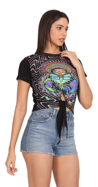 DJ Techno Alien | UV Reactive Crop Top | 210 GSM