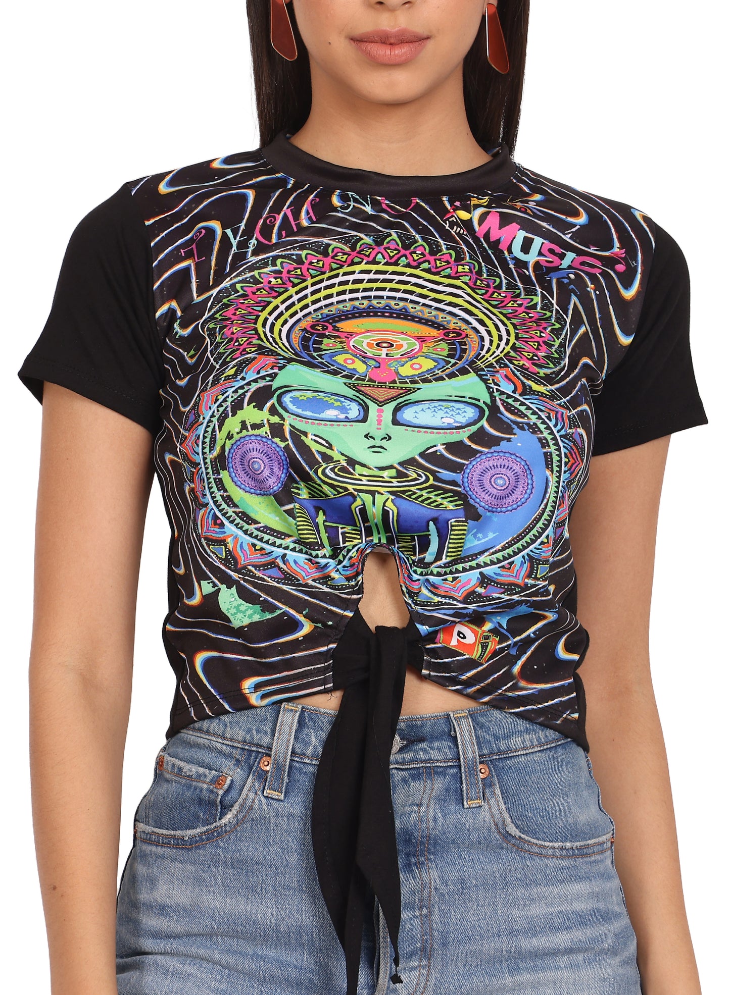 DJ  TECHNO ALIEN | UV Reactive CROP TOP | 210 GSM
