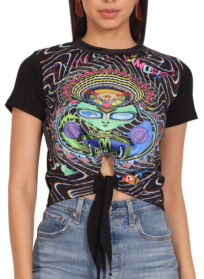 DJ  TECHNO ALIEN | UV Reactive CROP TOP | 210 GSM