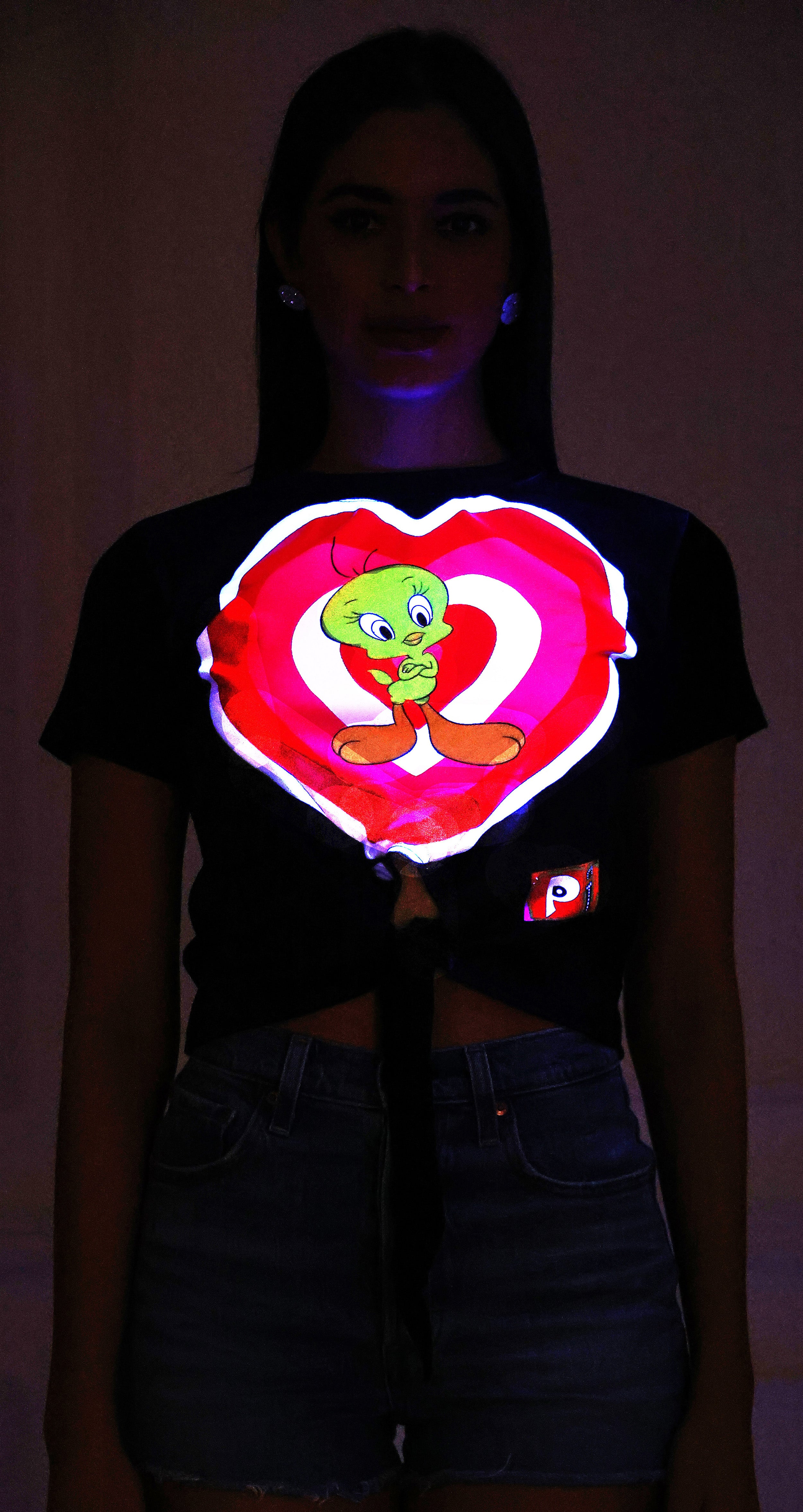 Tweety Love | UV Reactive Cute Cartoon Festival Crop Top