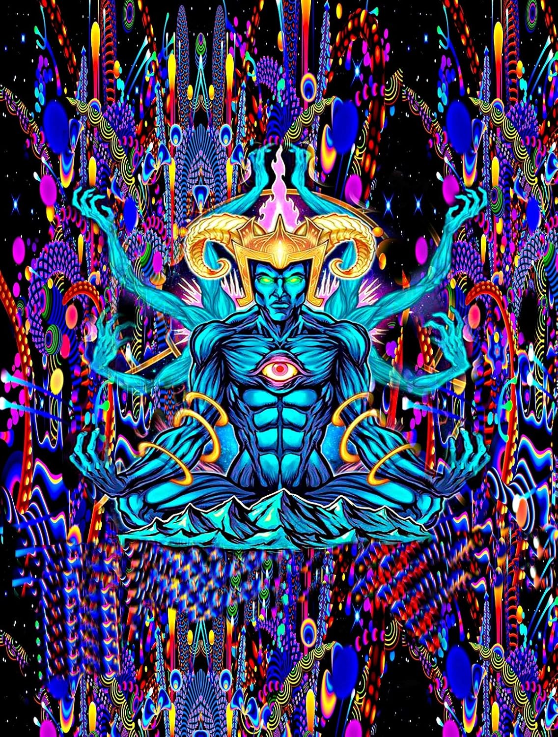 UV REACTIVE ART  | PSY GOD-MEDITATION PORTAL  | SPIRITUAL GATHERING  | T-SHIRT | 210 GSM