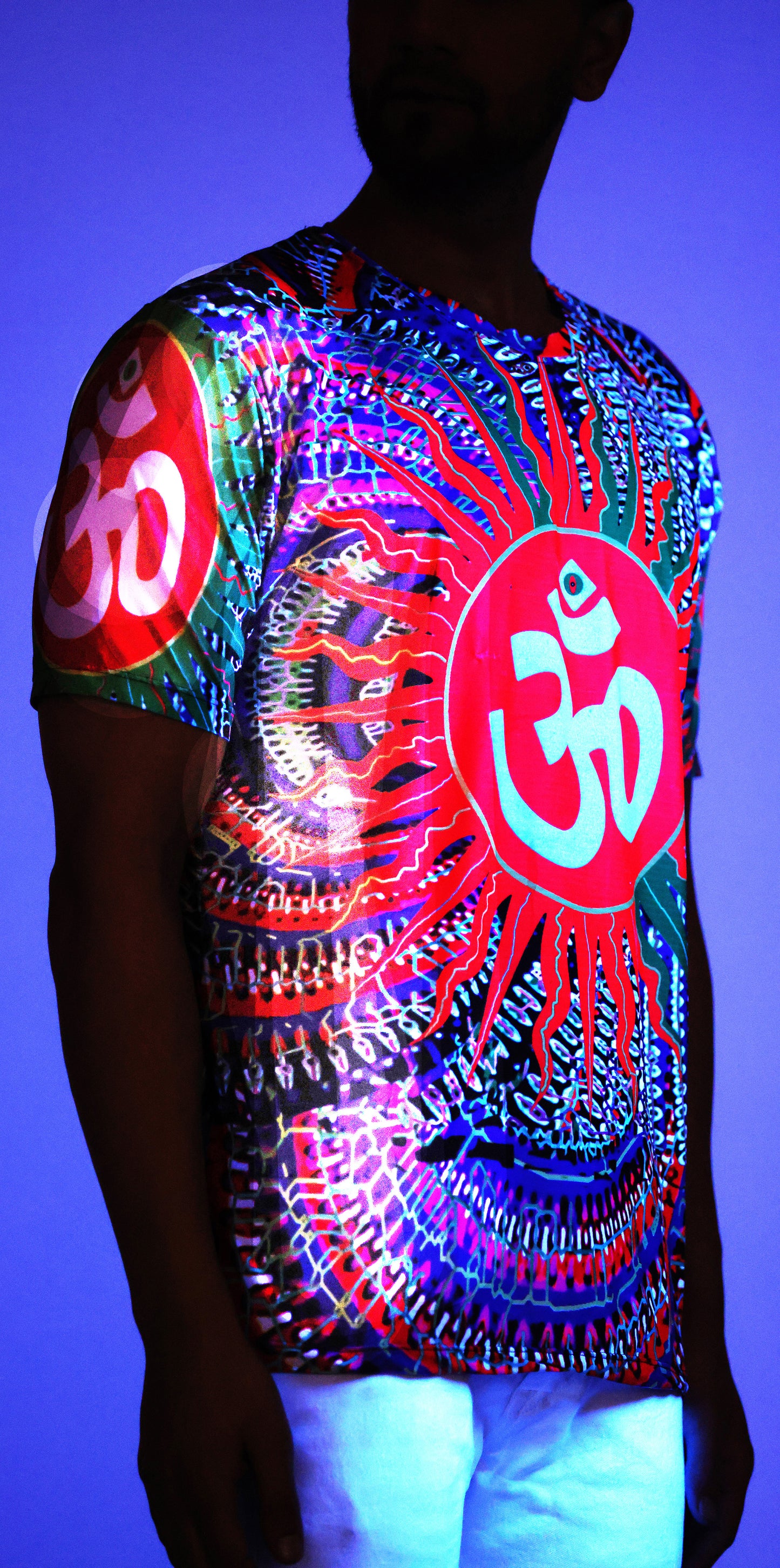 OM PORTAL | UV Reactive ART | ALL Over PRINT  | Exclusive T-SHIRT | 210 GSM