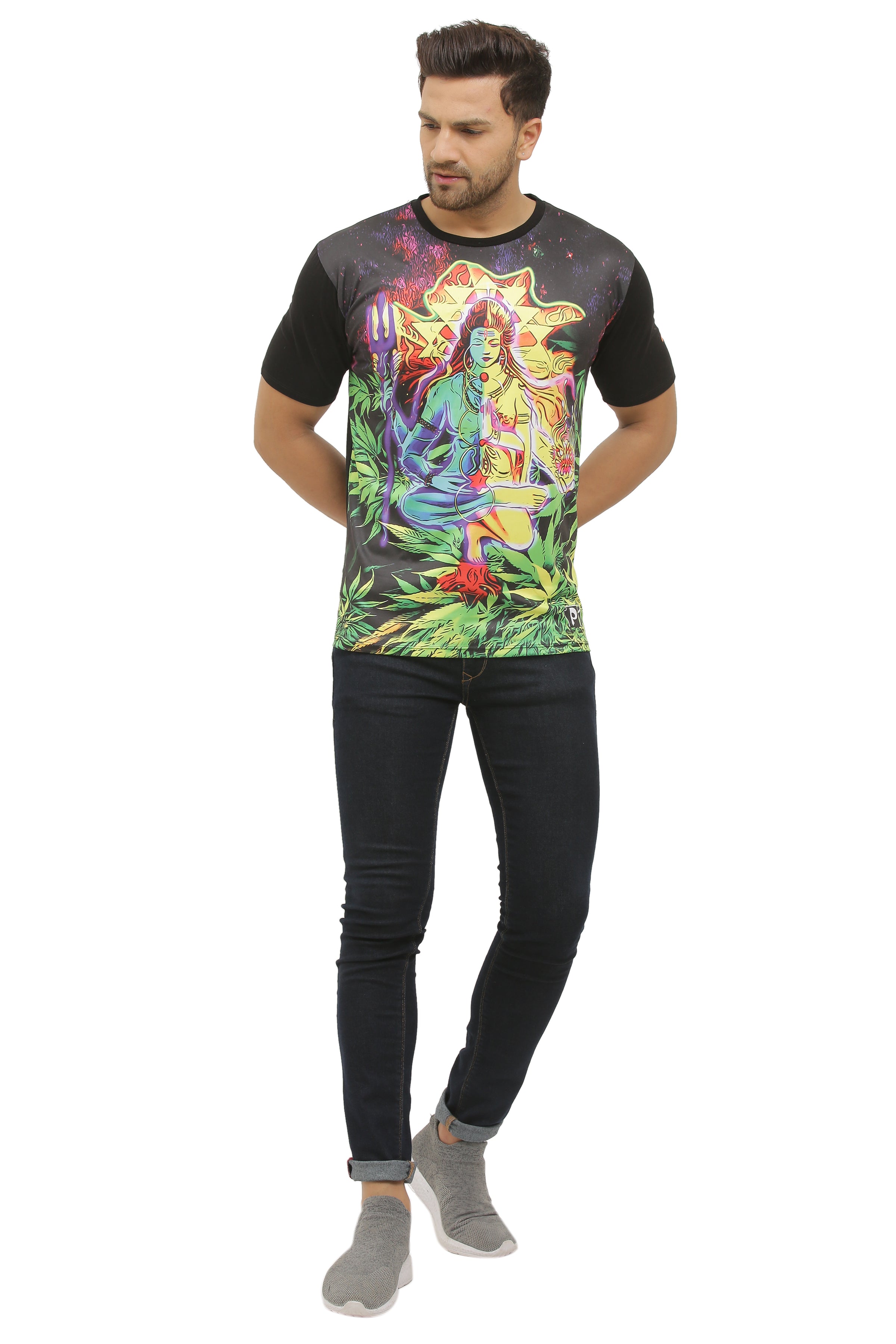 Shiv Shakti Nature | UV Reactive Spiritual T-Shirt | 210 GSM