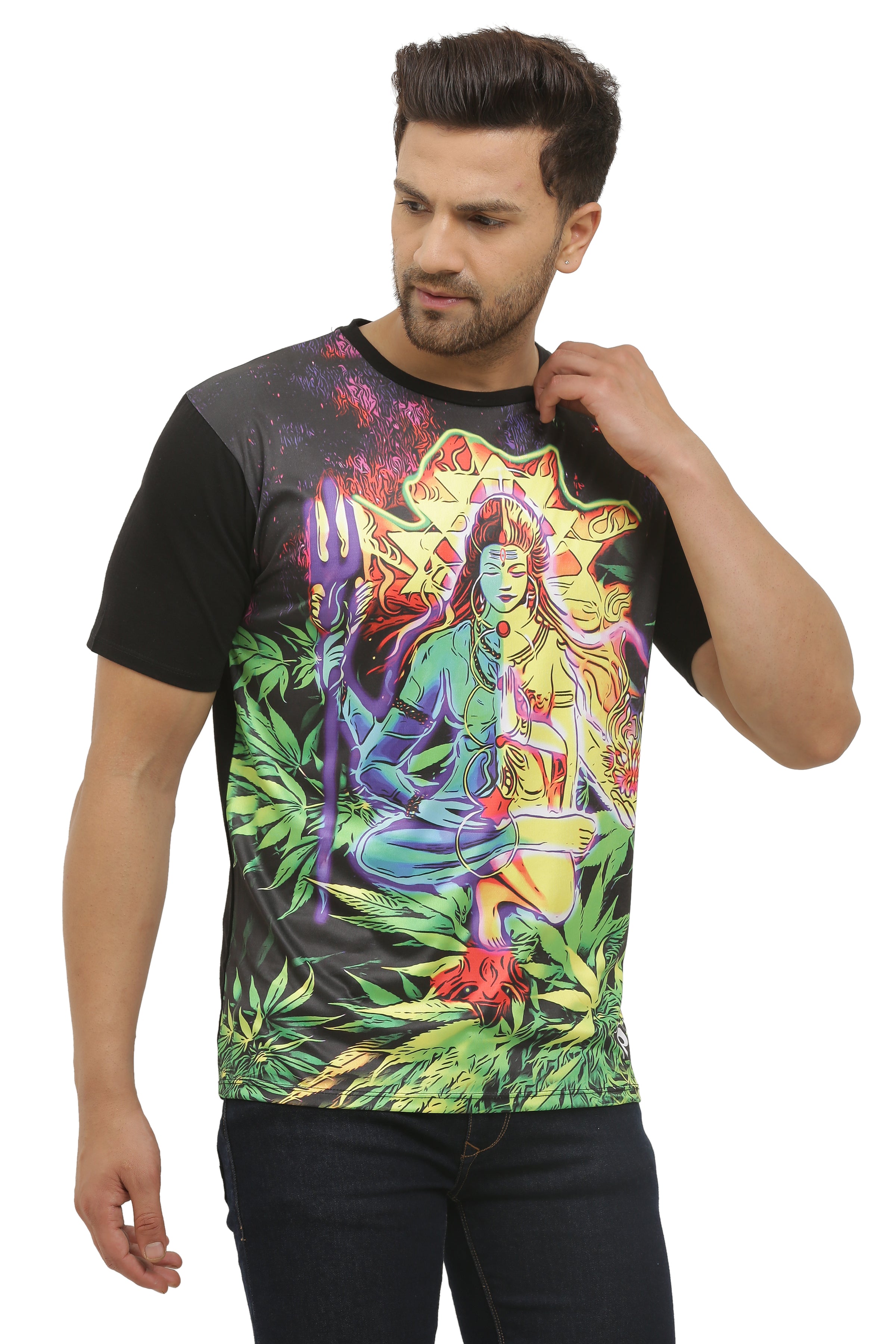 Shiv Shakti Nature | UV Reactive Spiritual T-Shirt | 210 GSM