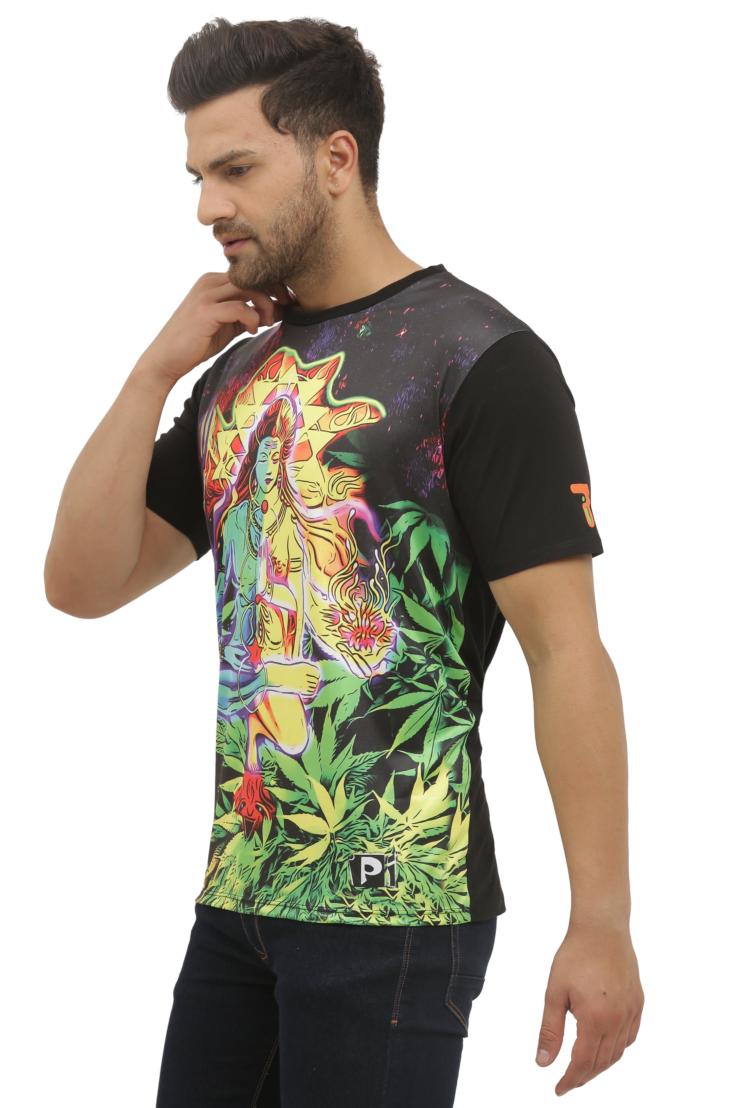Shiv Shakti Nature | UV Reactive Spiritual T-Shirt | 210 GSM