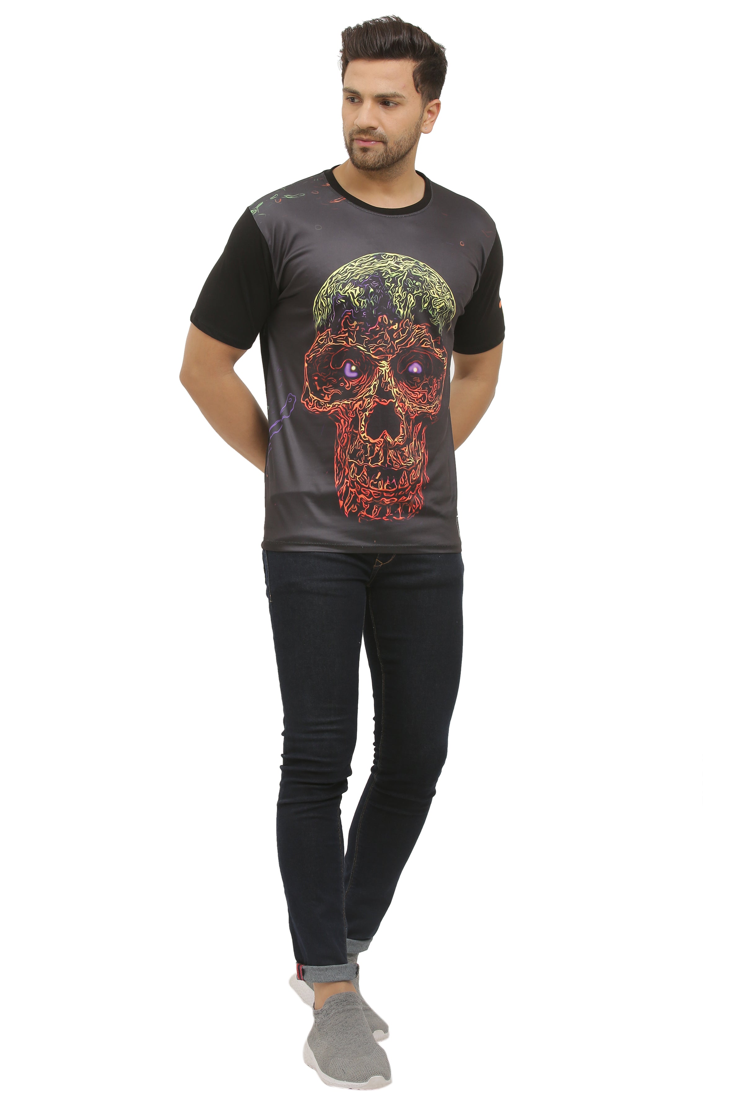 Insane Skull Art | UV Reactive Classy Fit T-Shirt | 210 GSM
