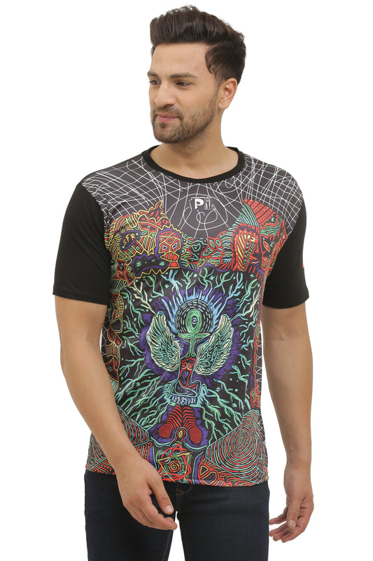 PSY EGYPTIAN-GOD HORUS | UV REACTIVE ART | MYSTIC FIT  | T-SHIRT | 210 GSM