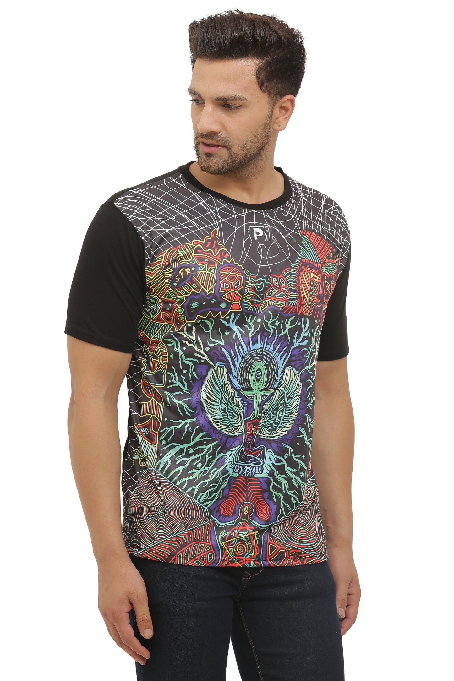 PSY EGYPTIAN-GOD HORUS | UV REACTIVE ART | MYSTIC FIT  | T-SHIRT | 210 GSM