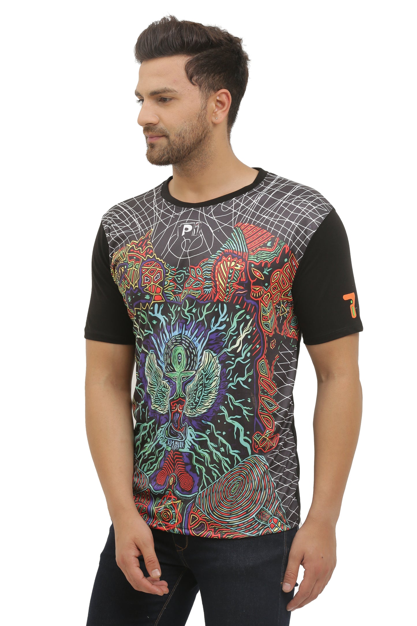 PSY EGYPTIAN-GOD HORUS | UV REACTIVE ART | MYSTIC FIT  | T-SHIRT | 210 GSM