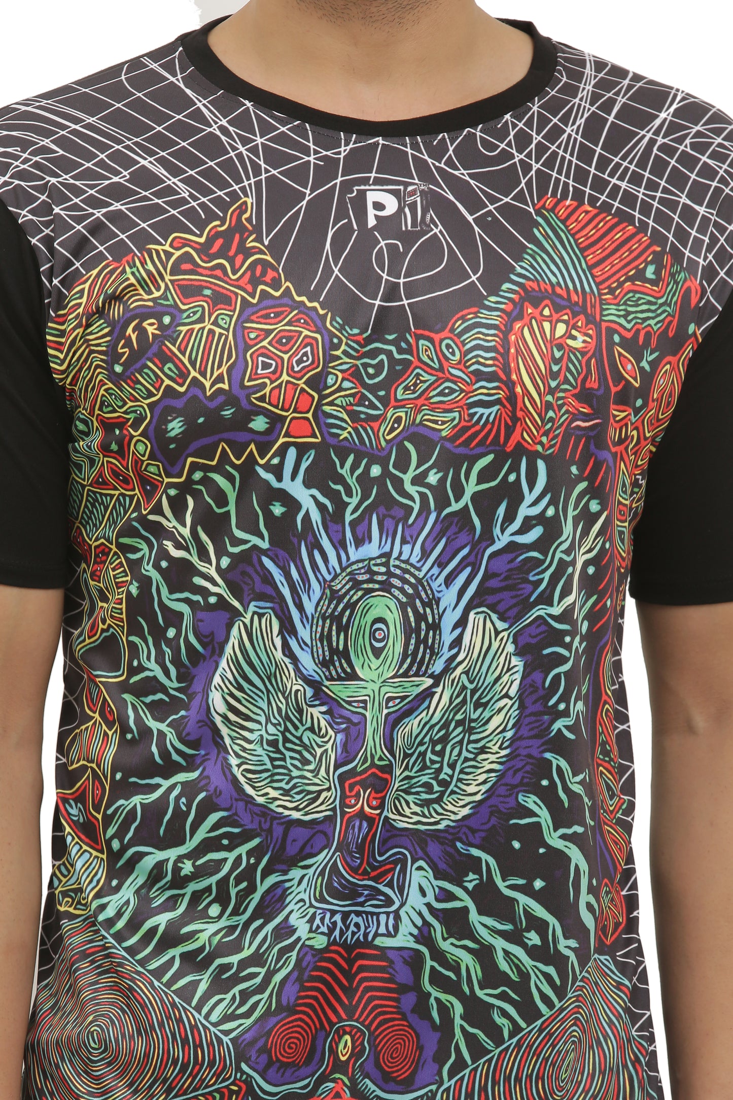 PSY EGYPTIAN-GOD HORUS | UV REACTIVE ART | MYSTIC FIT  | T-SHIRT | 210 GSM