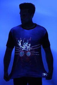 Psy Fire Energy Portal | UV Glow Design T-Shirt | 210 GSM