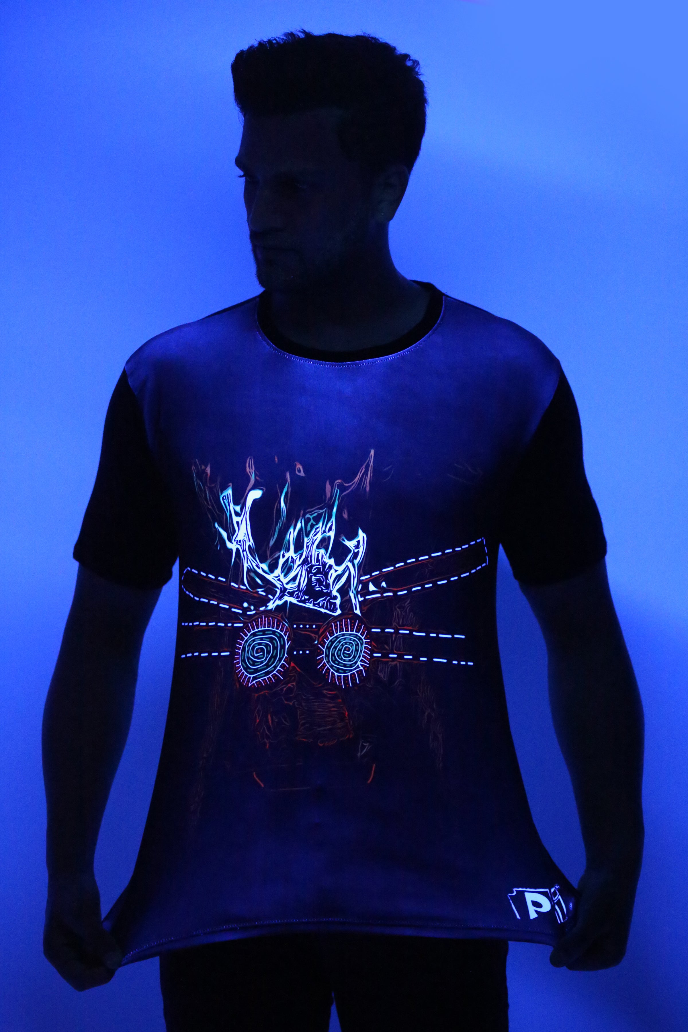 Psy Fire Energy Portal | UV Glow Design T-Shirt | 210 GSM