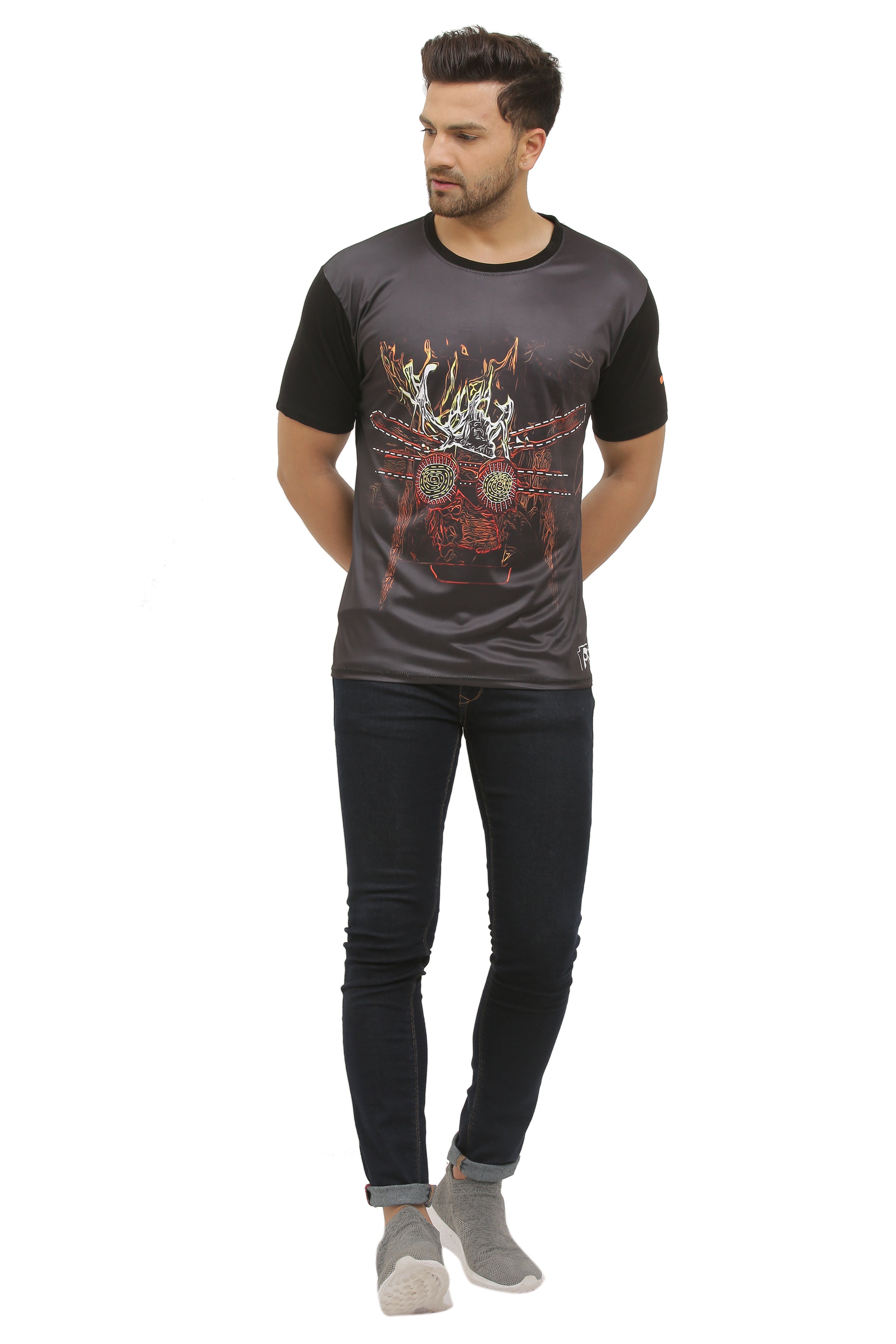 Psy Fire Energy Portal | UV Glow Design T-Shirt | 210 GSM