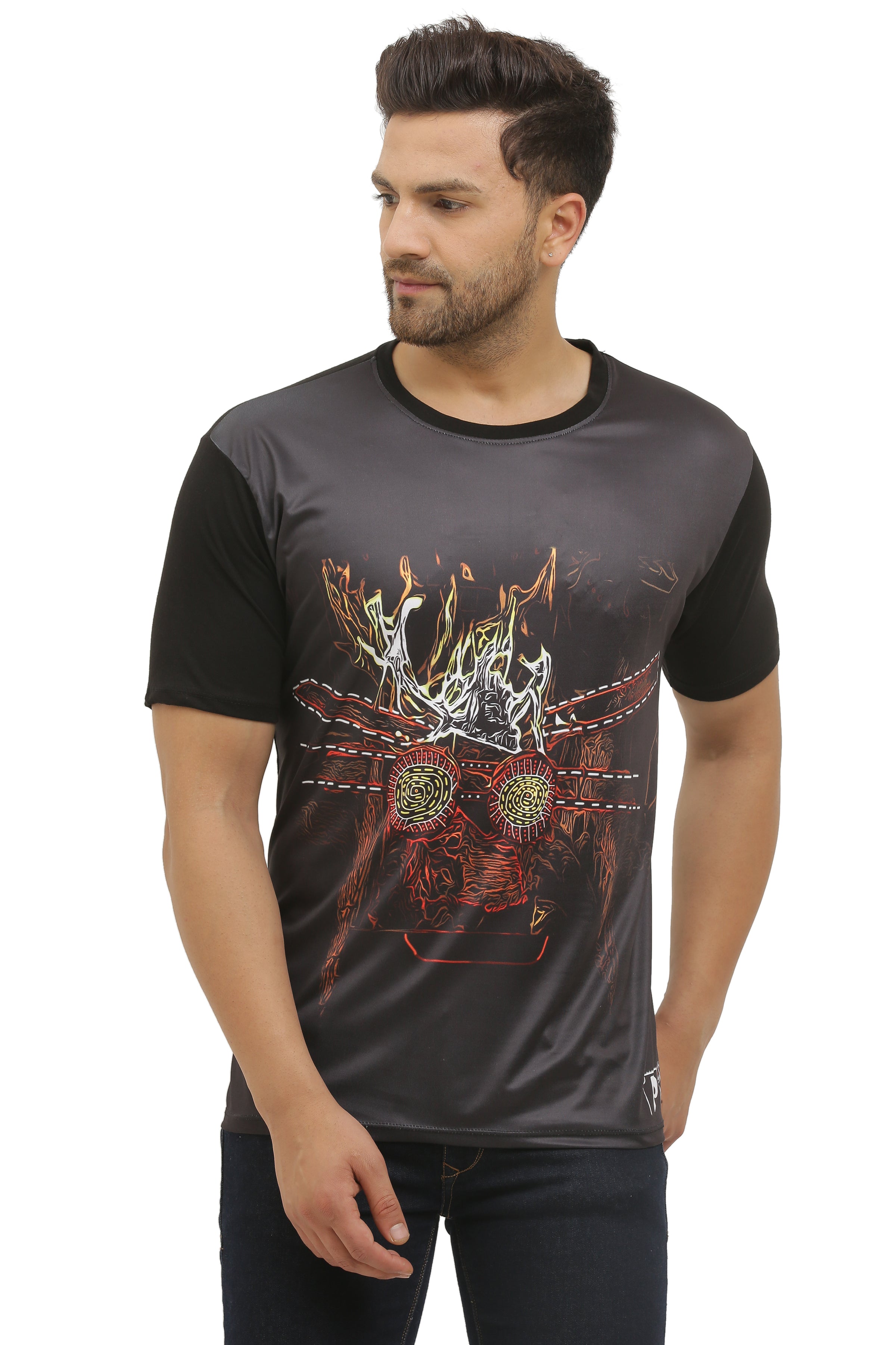 Psy Fire Energy Portal | UV Glow Design T-Shirt | 210 GSM