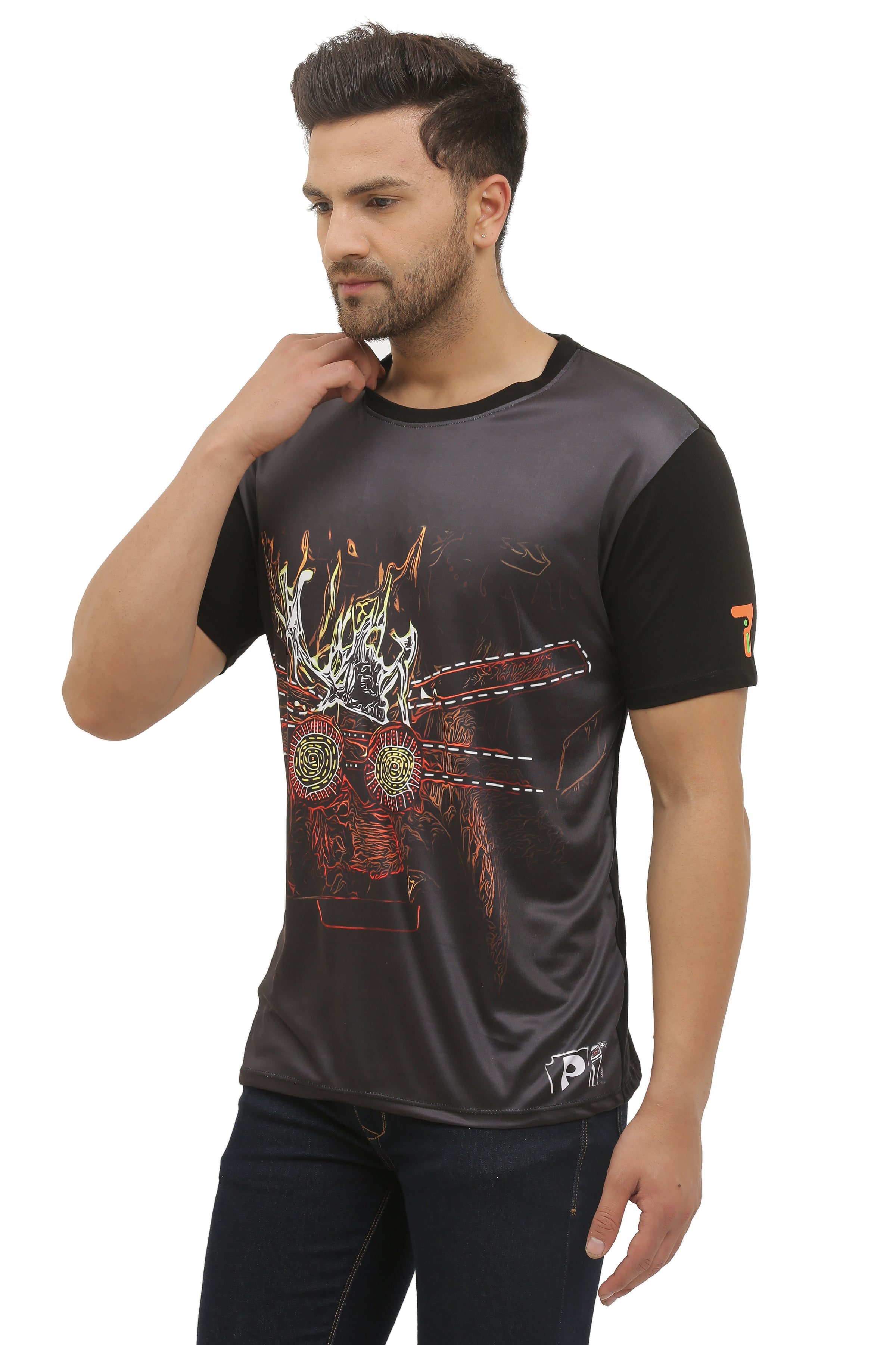 Psy Fire Energy Portal | UV Glow Design T-Shirt | 210 GSM