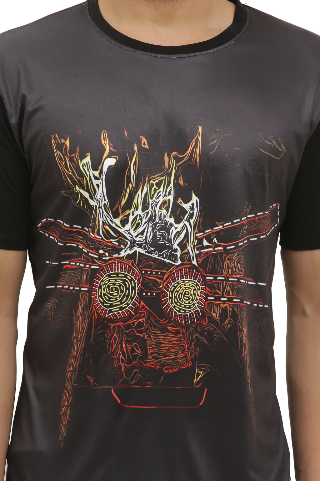 Psy Fire Energy Portal | UV Glow Design T-Shirt | 210 GSM