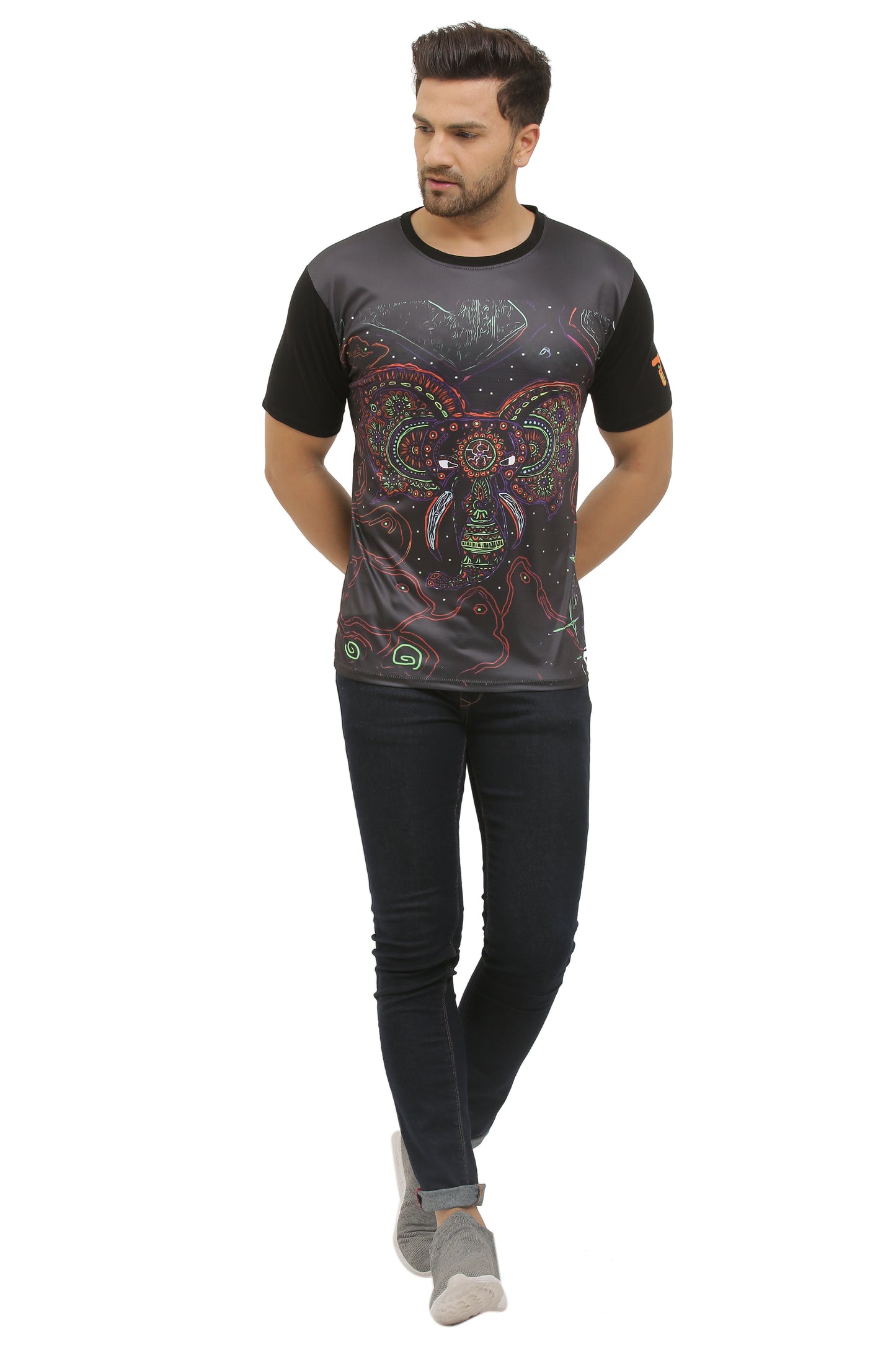 DAYANA GANESHA-PORTAL |  UV REACTIVE ART  | FESTIVAL EDITION  |  T-SHIRT | 210 GSM