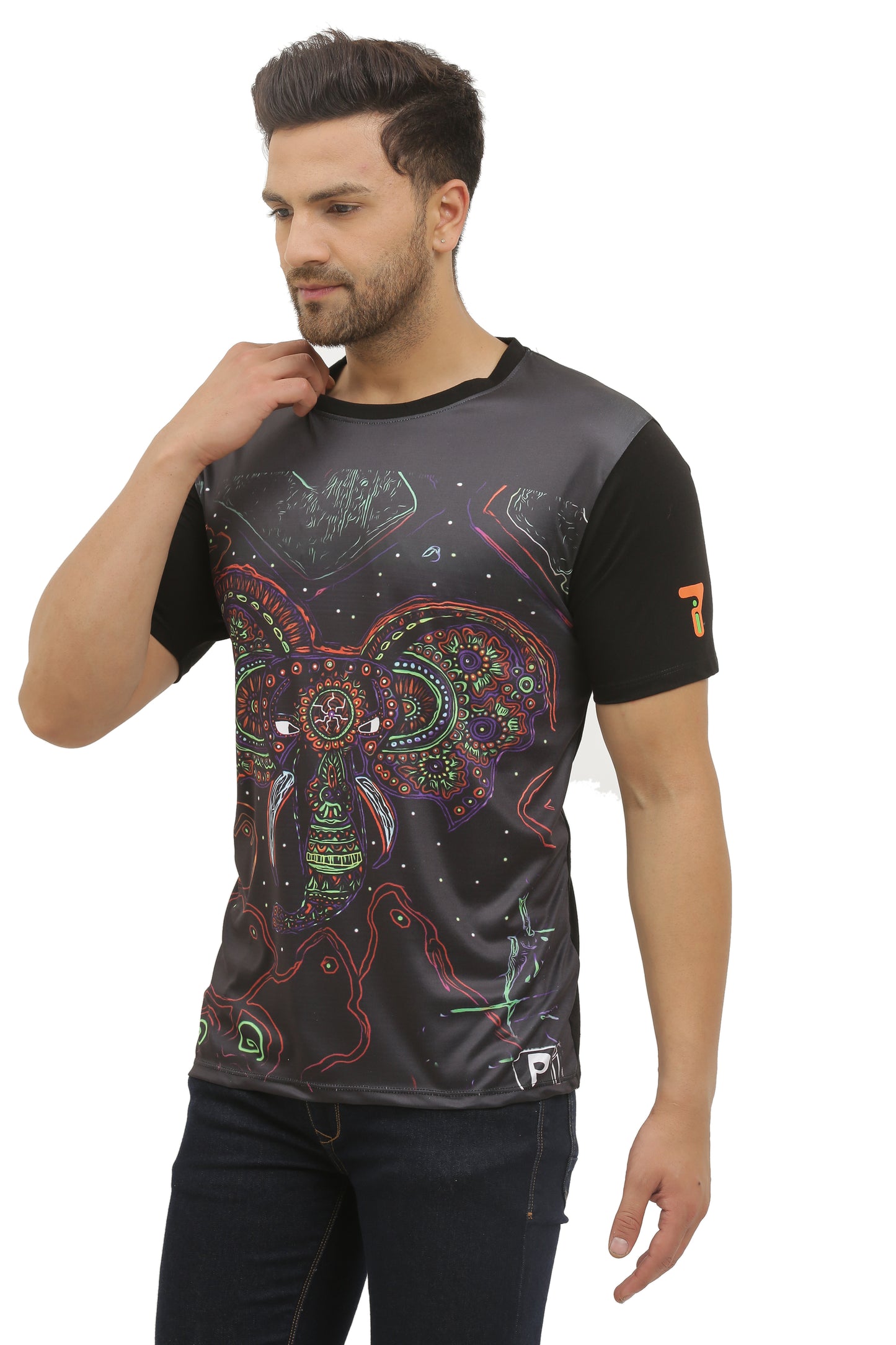 DAYANA GANESHA-PORTAL |  UV REACTIVE ART  | FESTIVAL EDITION  |  T-SHIRT | 210 GSM