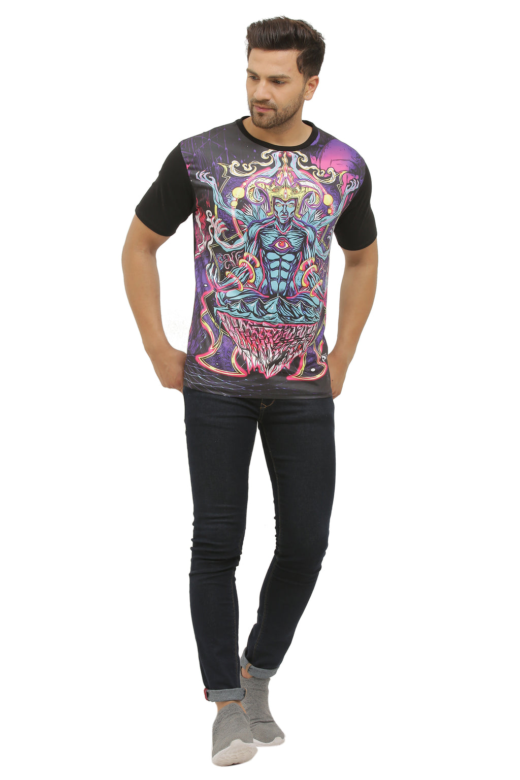 Shiva Anger Meditation | UV Reactive Art T-Shirt | 210 GSM
