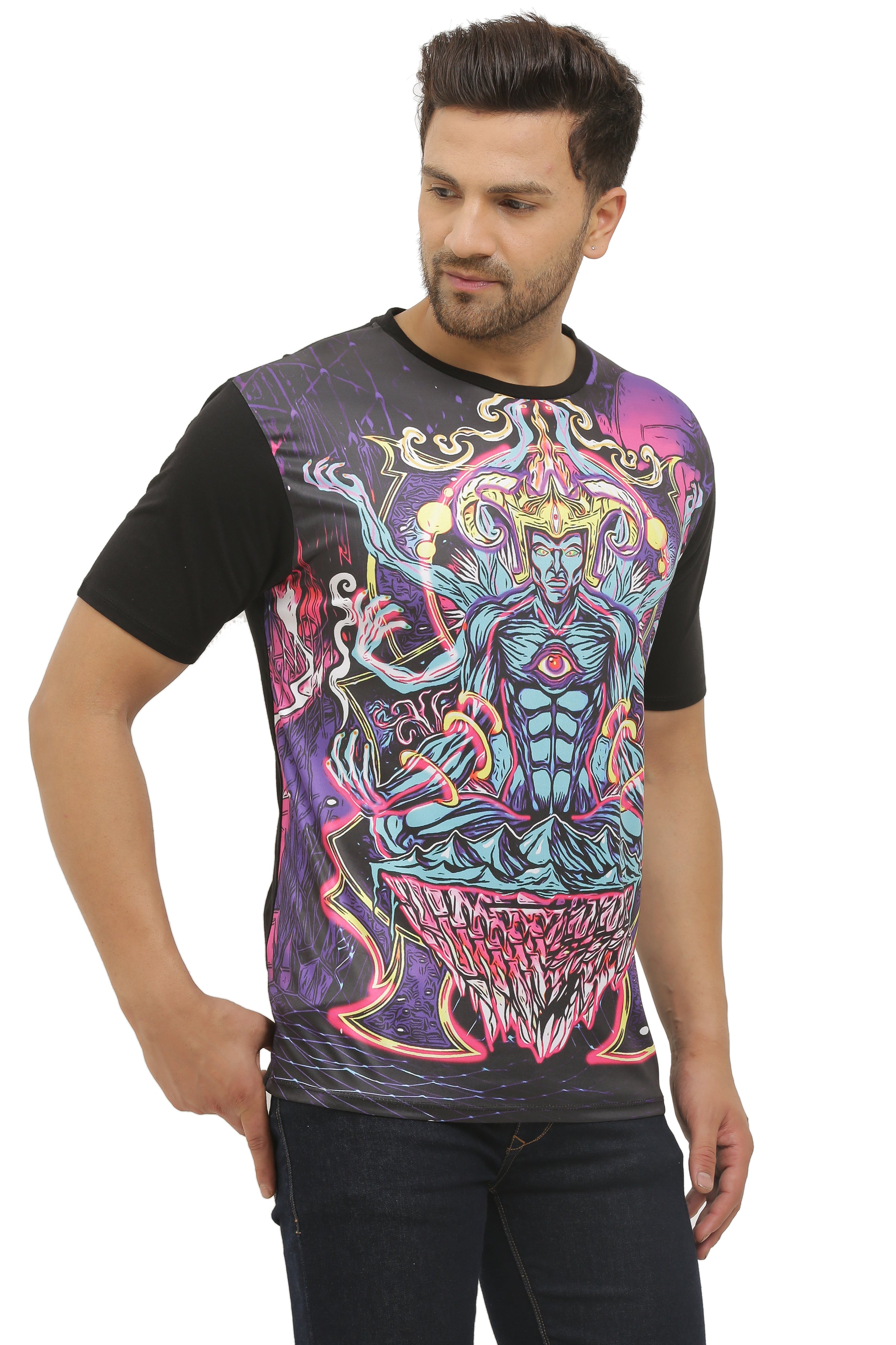 Shiva Anger Meditation | UV Reactive Art T-Shirt | 210 GSM