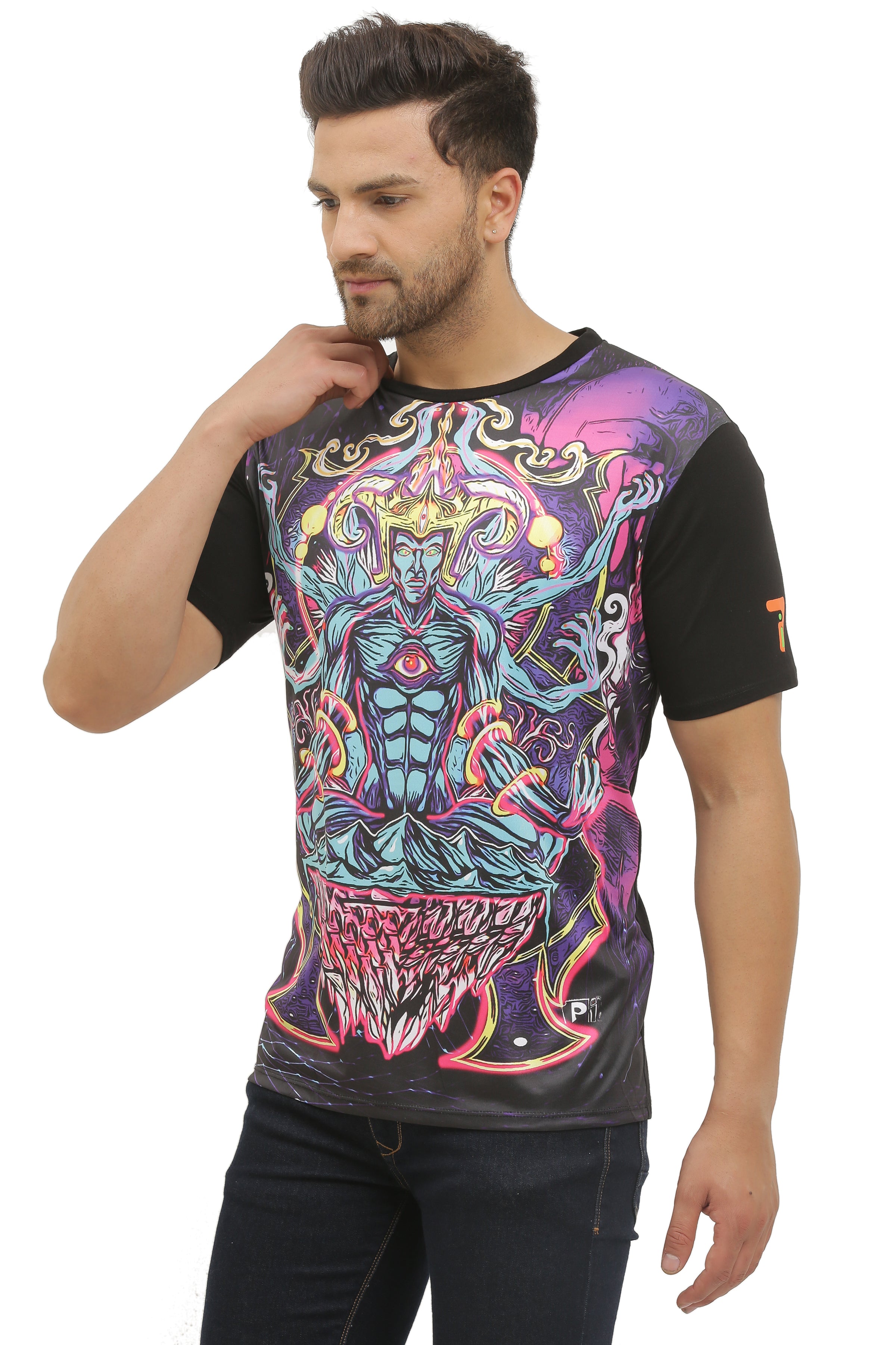 Shiva Anger Meditation | UV Reactive Art T-Shirt | 210 GSM