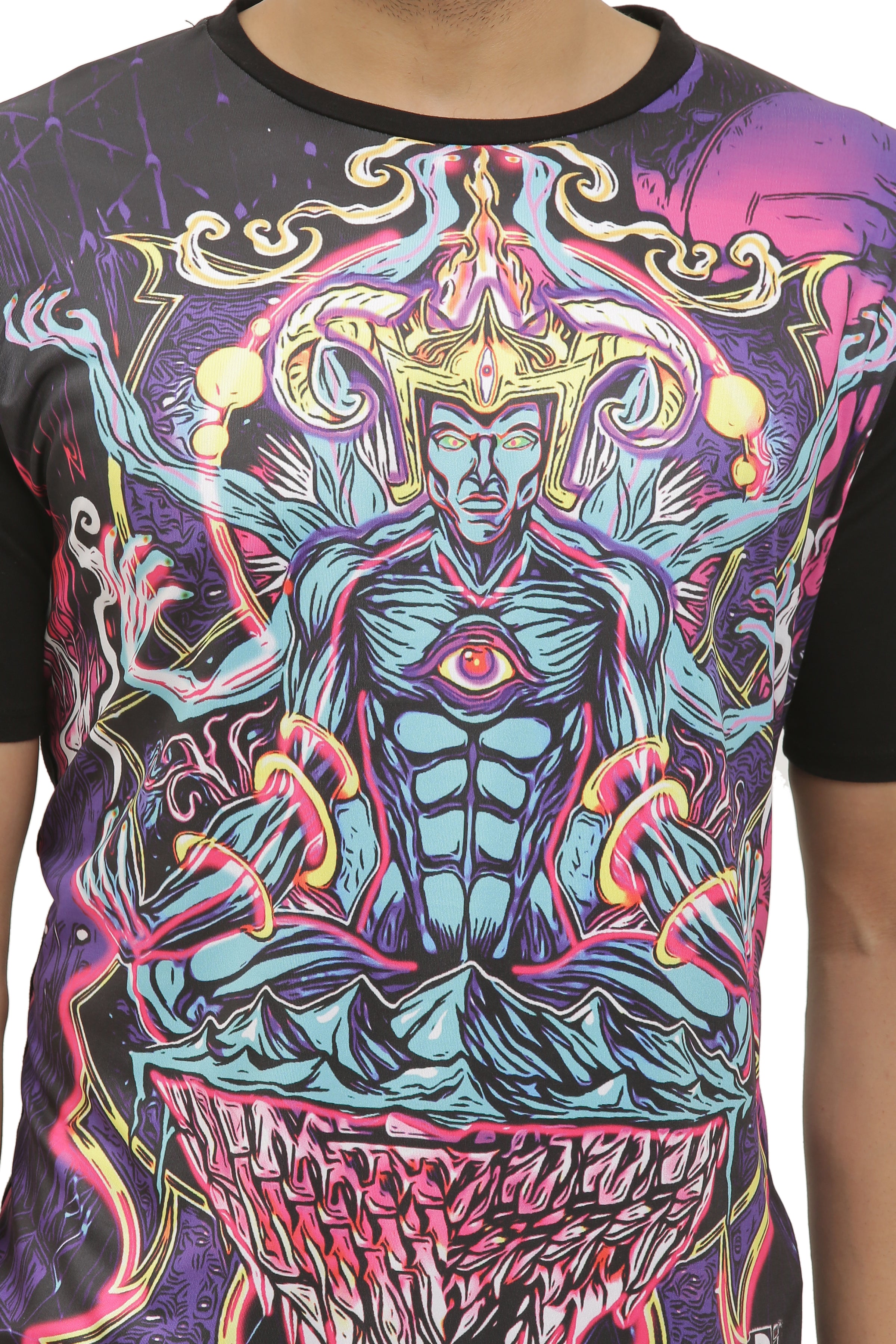 Shiva Anger Meditation | UV Reactive Art T-Shirt | 210 GSM