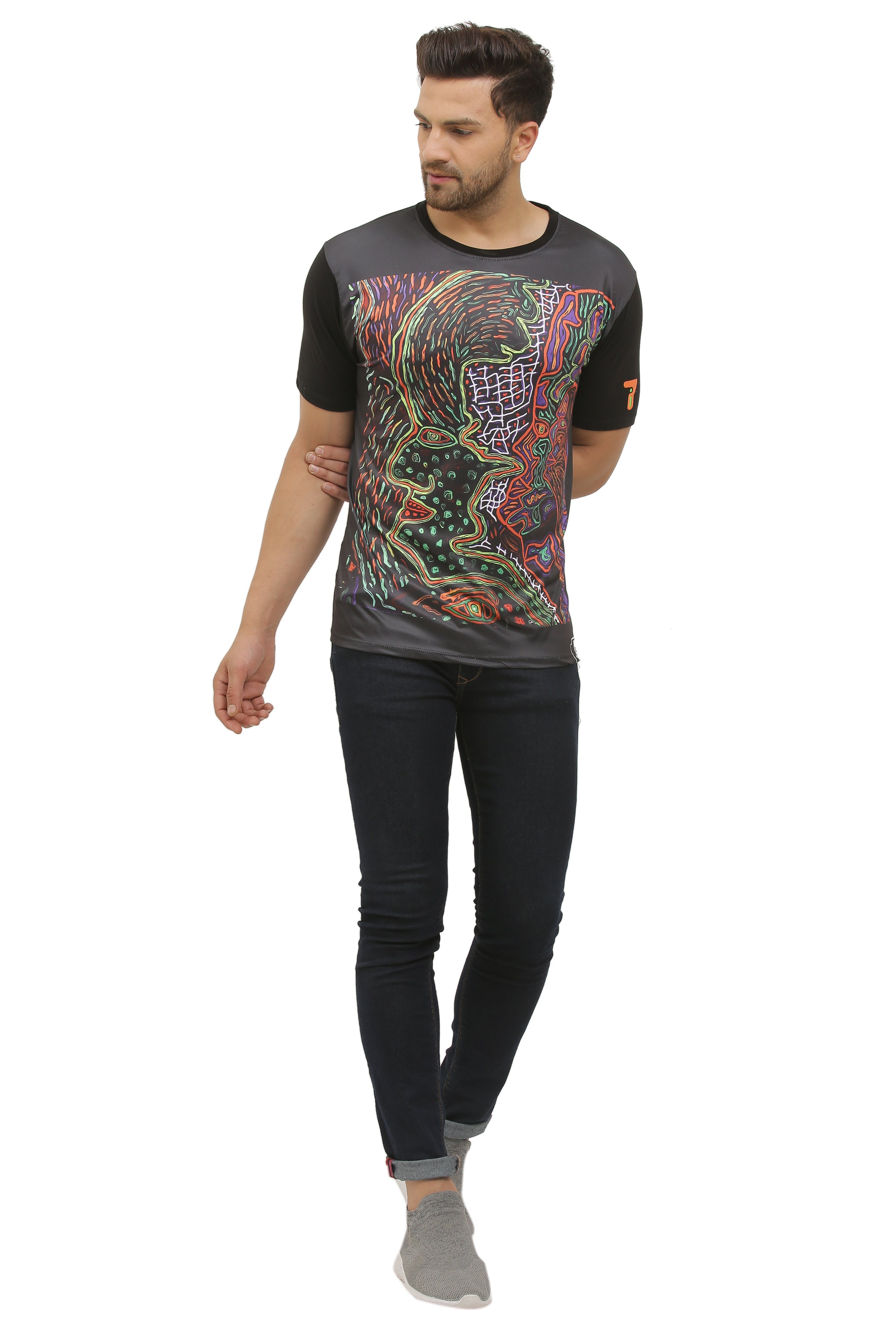 Shamanic Sacred Faces | UV Reactive Art T-Shirt | 210 GSM
