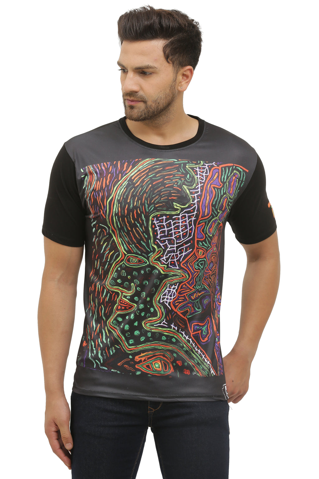 Shamanic Sacred Faces | UV Reactive Art T-Shirt | 210 GSM