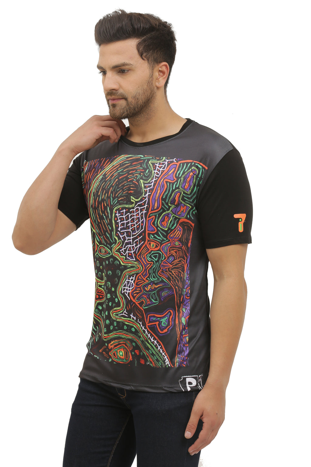 Shamanic Sacred Faces | UV Reactive Art T-Shirt | 210 GSM