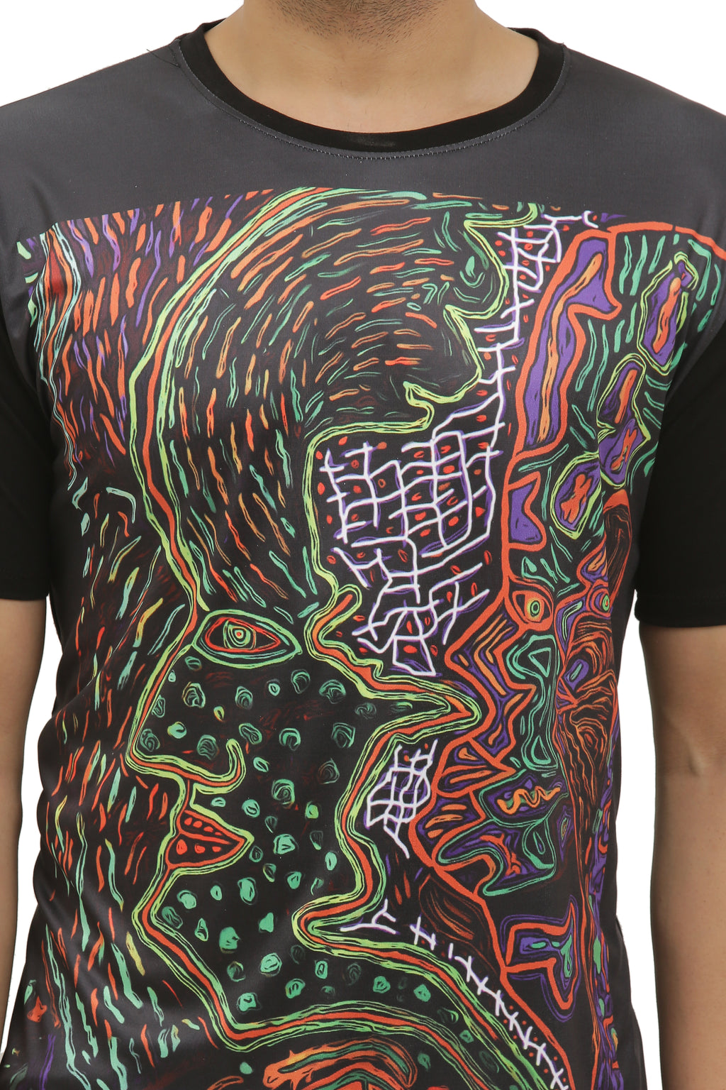 Shamanic Sacred Faces | UV Reactive Art T-Shirt | 210 GSM