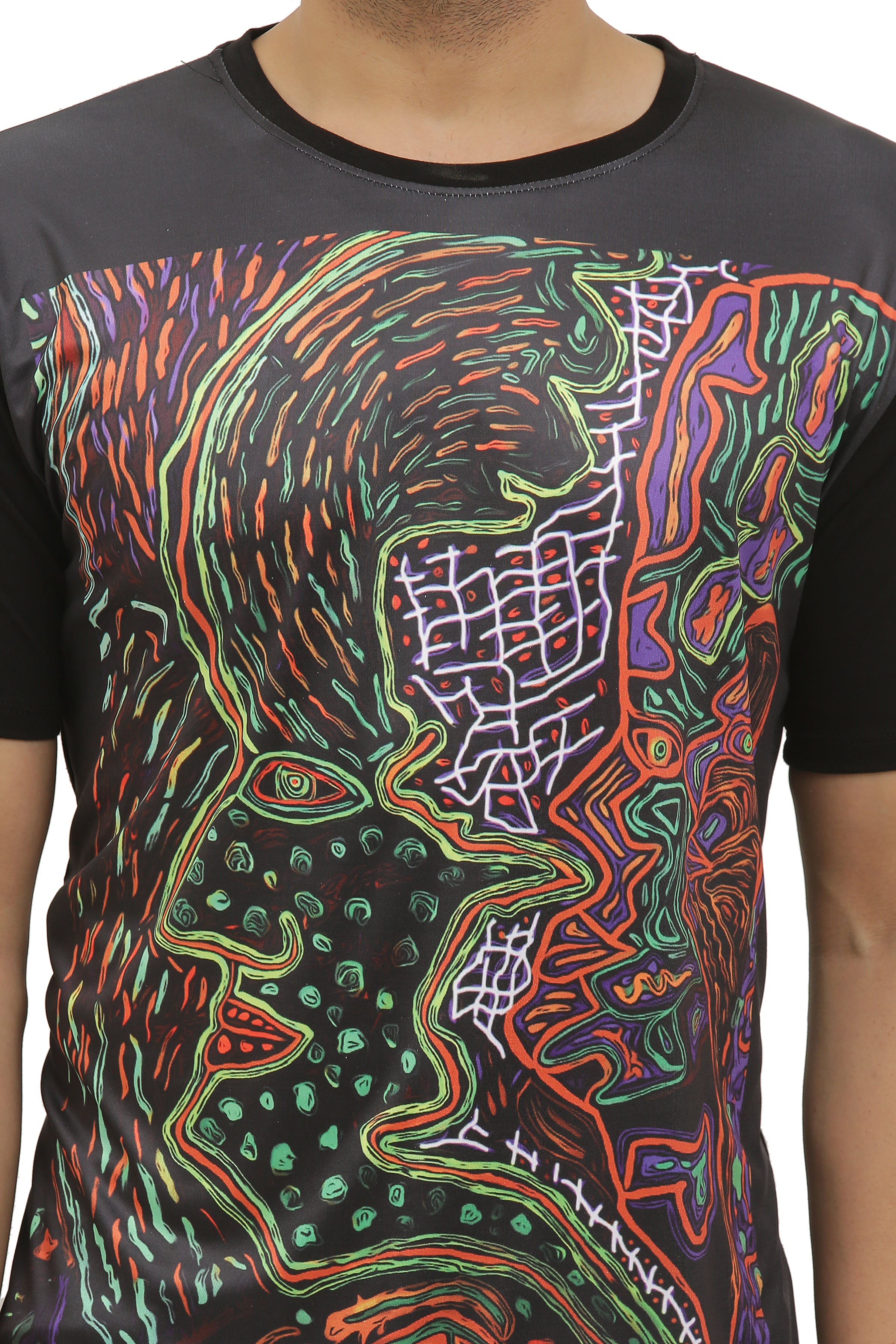 Shamanic Sacred Faces | UV Reactive Art T-Shirt | 210 GSM