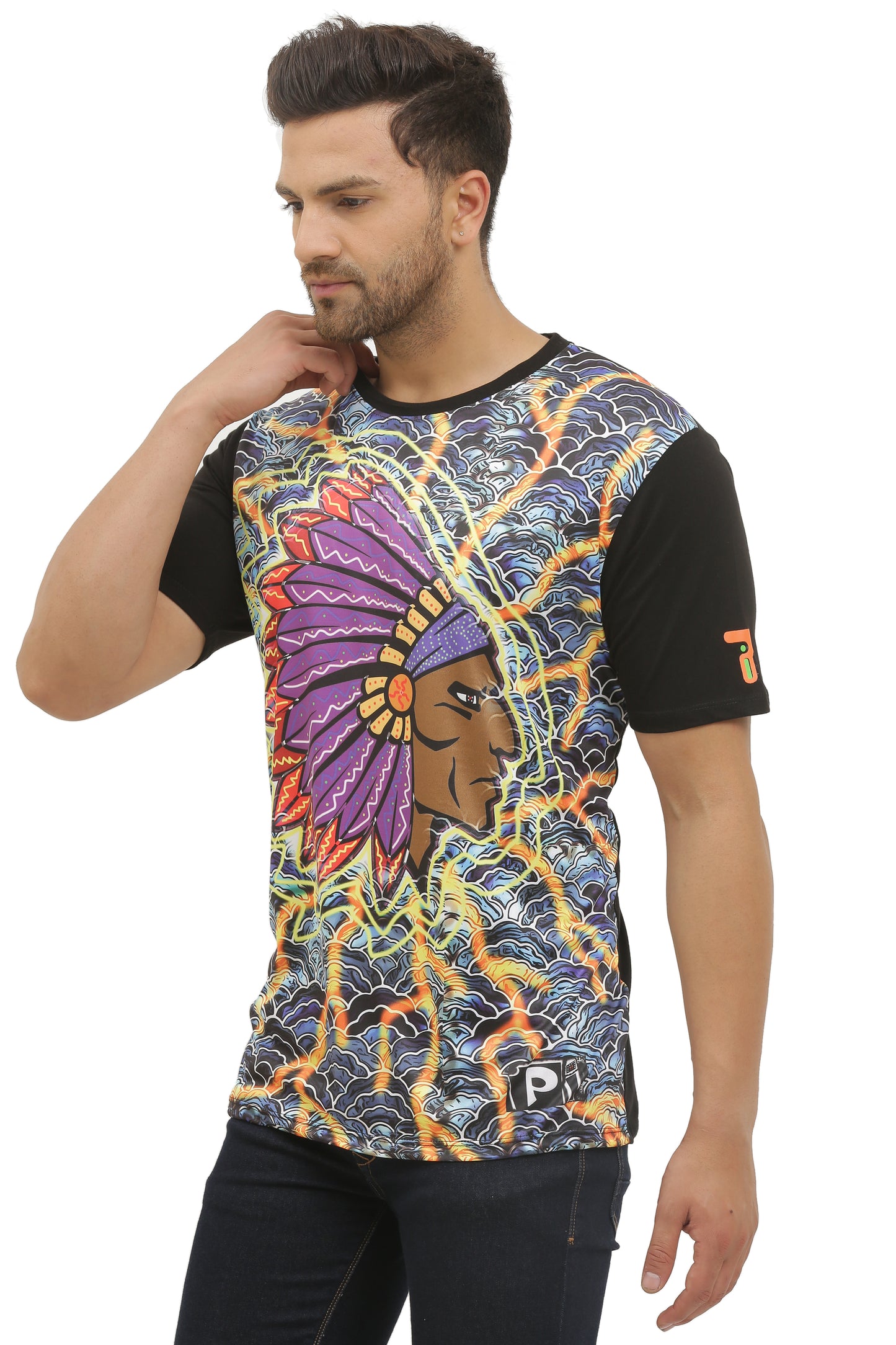 NATIVE-INSANE ART | UV Reactive | Dry Fit Micro & Bio-Washed Cotton  | 210 GSM T-SHIRT