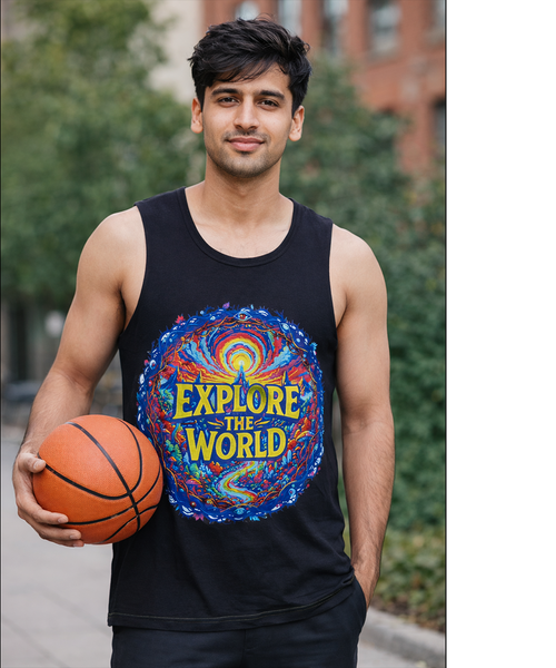 Explore The World | Graphic Cotton Tank Top | 210 GSM