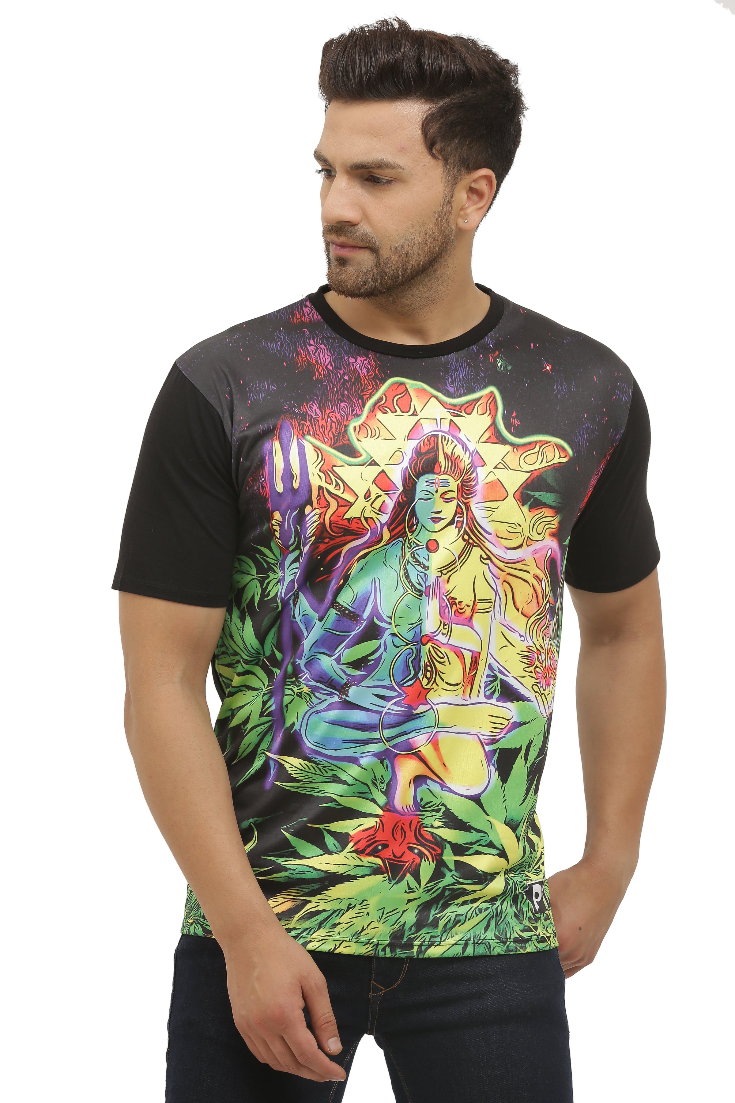 Shiv Shakti Nature | UV Reactive Spiritual T-Shirt | 210 GSM